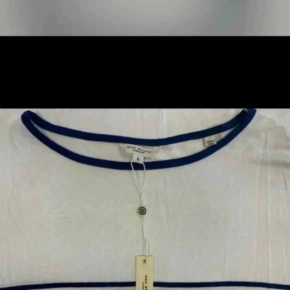 Max Studio NWT Shirt Short Sleeve White/Blue Size Small - Picture 5 of 8